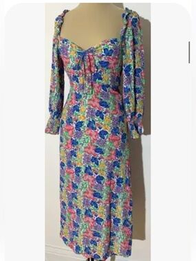 Floral Sweetheart Midi Dress in Multicolor